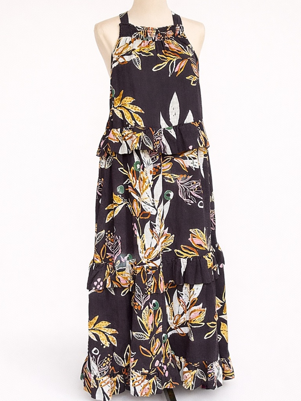 Free People Anita Floral Maxi Dress Halter Boho Tiered Small - Picture 2 of 7